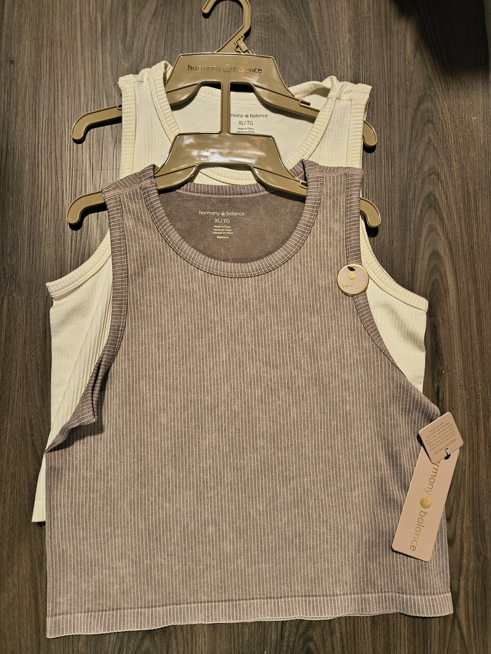 harmony + balance Women's Ribbed Tank Top - Taupe and Cream